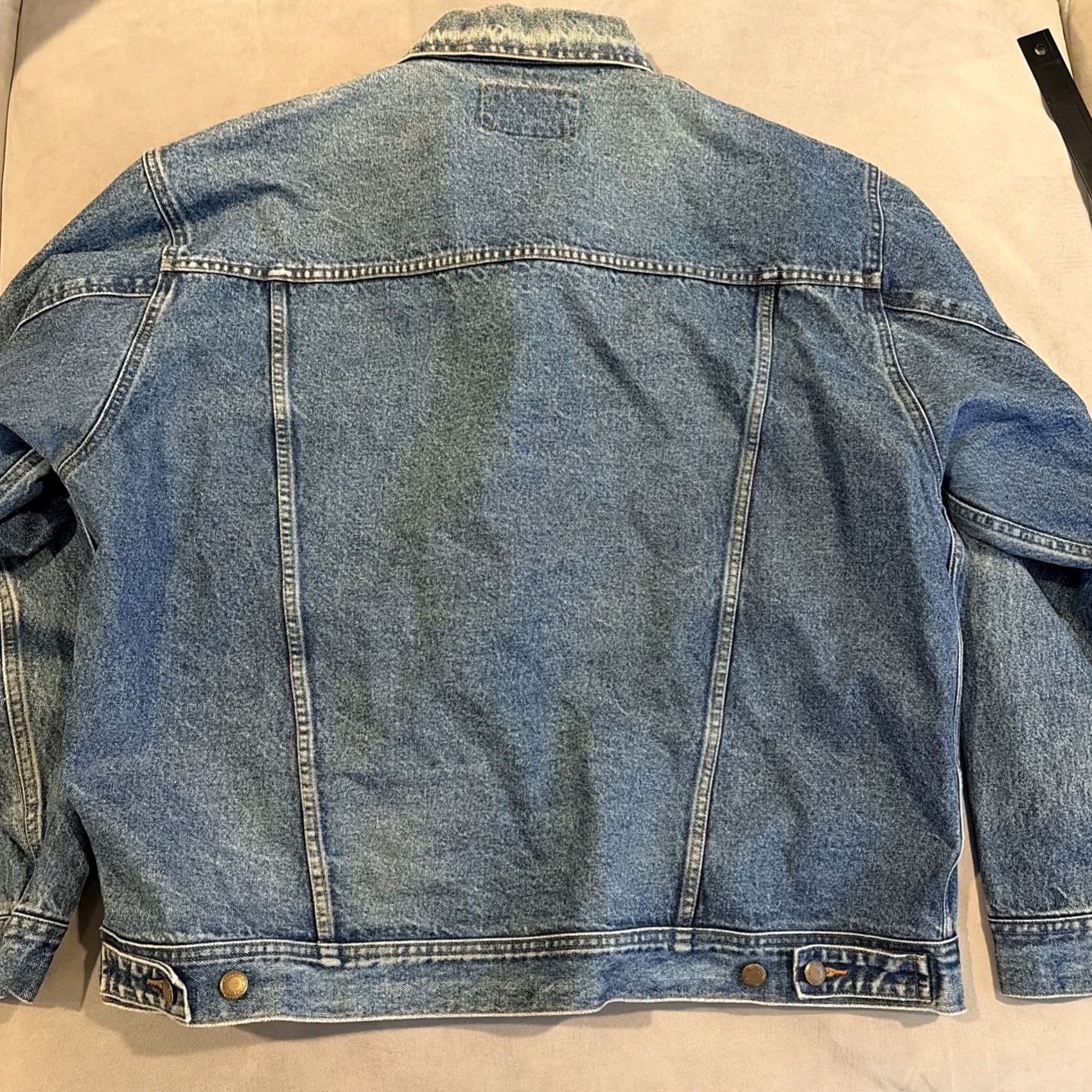 Wrangler VINTAGE Wrangler Rugged Wear Jacket Denim Blue 2XL Mens Biker Trucker Jeans Coat Men Size US 39 - 8 Thumbnail