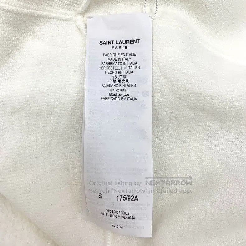 Saint Laurent Paris Saint Laurent Paris White Logo Letter Printed Cotton Hoode Size US S / EU 44-46 / 1 - 6 Thumbnail