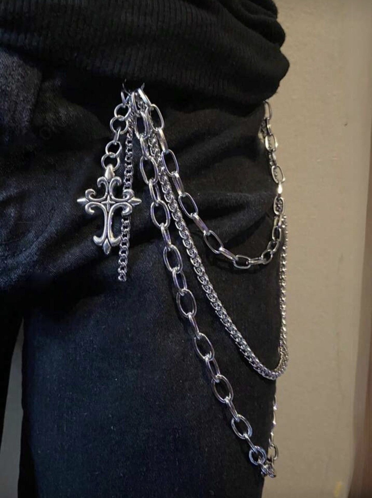 Jewelry Metal Cross Wallet Chain,Y2K Jeans Chain,Gothic Pants Chain Size ONE SIZE - 4 Thumbnail