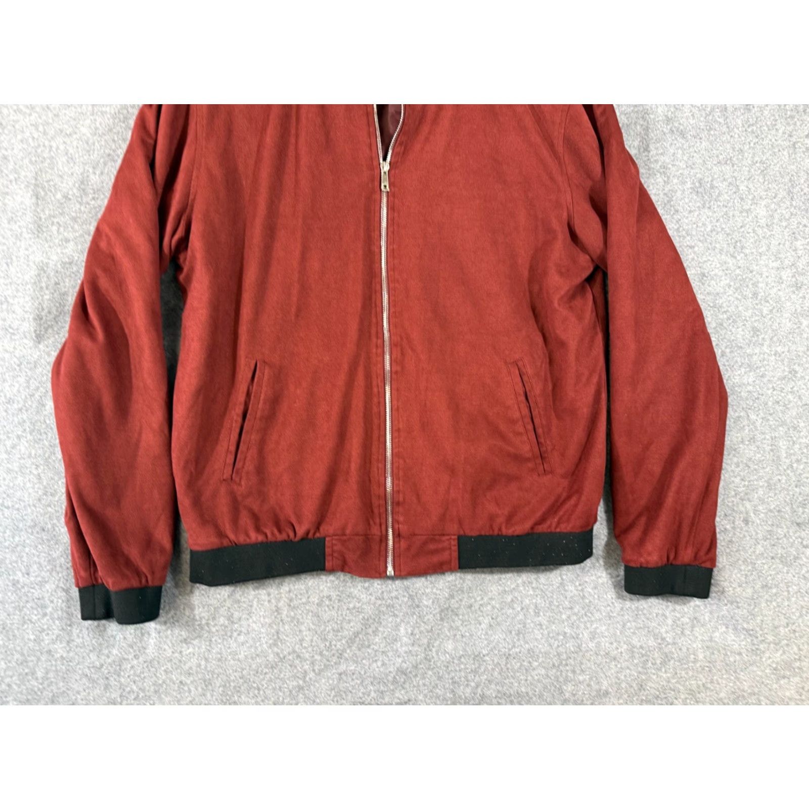 Forever 21 Forever 21 Bomber Jacket Mens XL Red Black Ribbed Knit Trim Full-Zip Jacket Size US XL / EU 56 / 4 - 4 Thumbnail