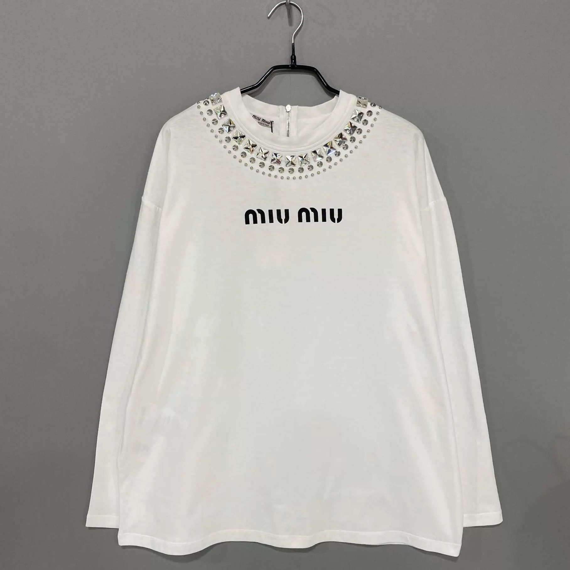 Miu Miu MIU MIU neck crystal letter logo long sleeve top XS Size XS / US 0-2 / IT 36-38 - 1 Thumbnail