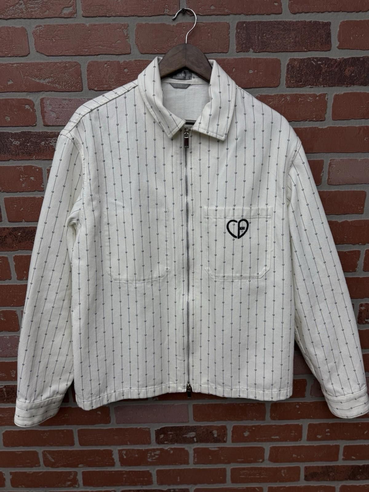 Dior Dior Valentine Striped Denim Jacket Size (50) White RARE Size US L / EU 52-54 / 3 - 1 Thumbnail