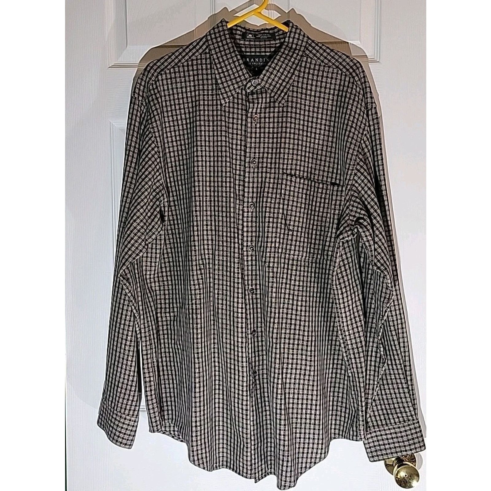 Brandini BRANDINI le collezioni Black Plaid Cotton LG Dress Shirt Size US L / EU 52-54 / 3 - 1 Thumbnail