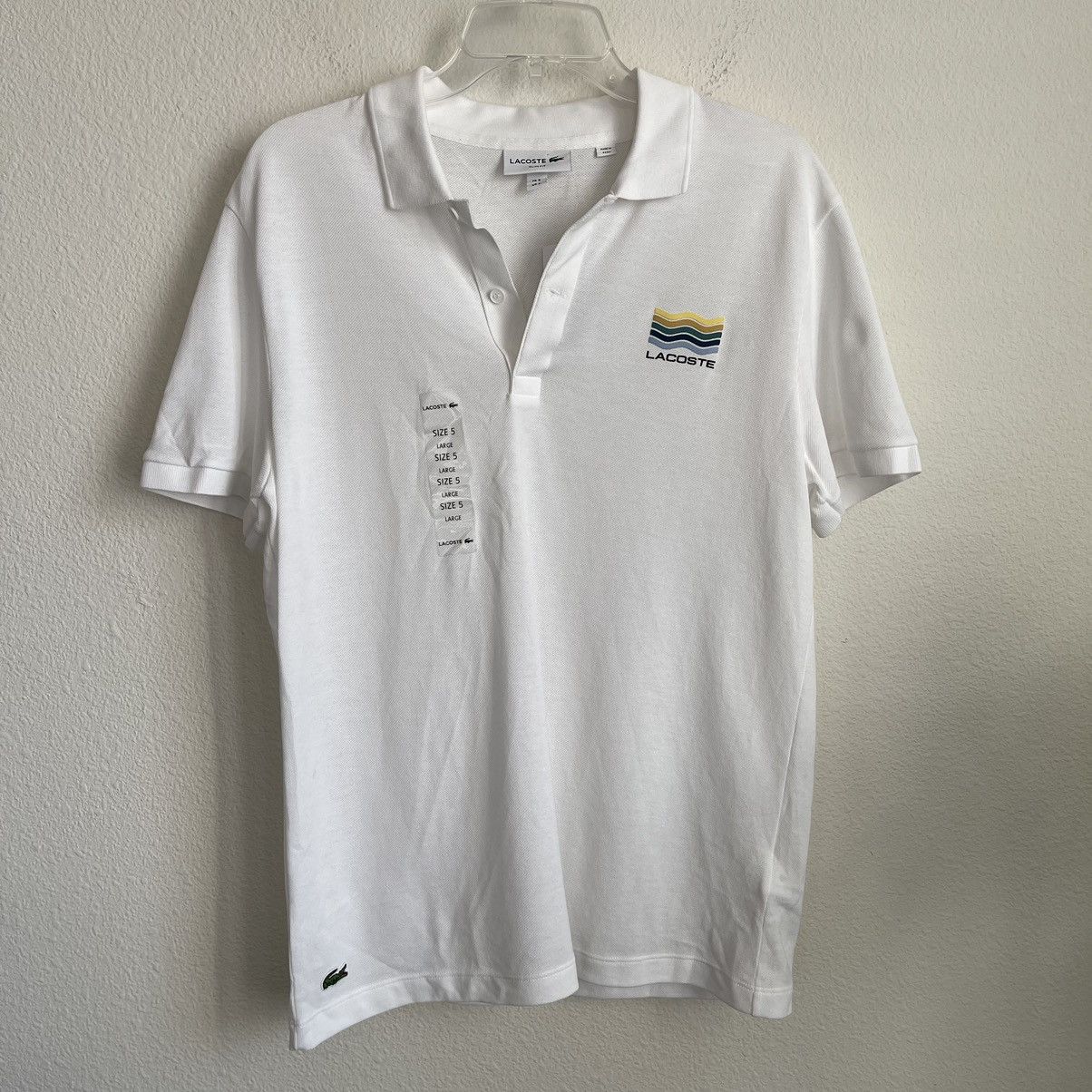Lacoste Lacoste Wave Logo Short Sleeve Pique Polo Size US L / EU 52-54 / 3 - 2 Thumbnail