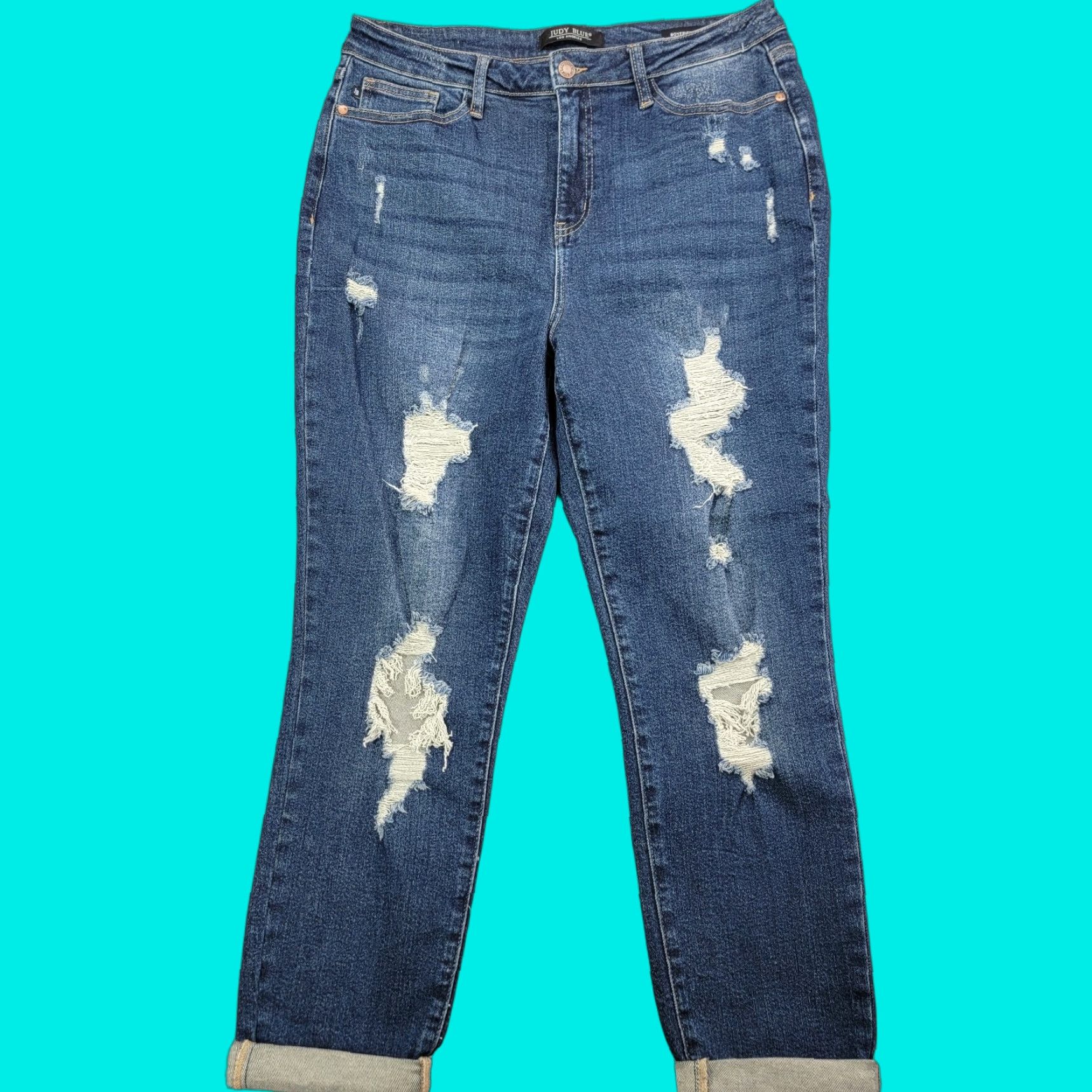 Vintage Judy Blue jeans Womens Size 15/32 Boyfriend Fit Distressed Style JB88220 Jeans Distressed Womens Boyfriend - Size 36" / US 14 / IT 50 - 1 Thumbnail