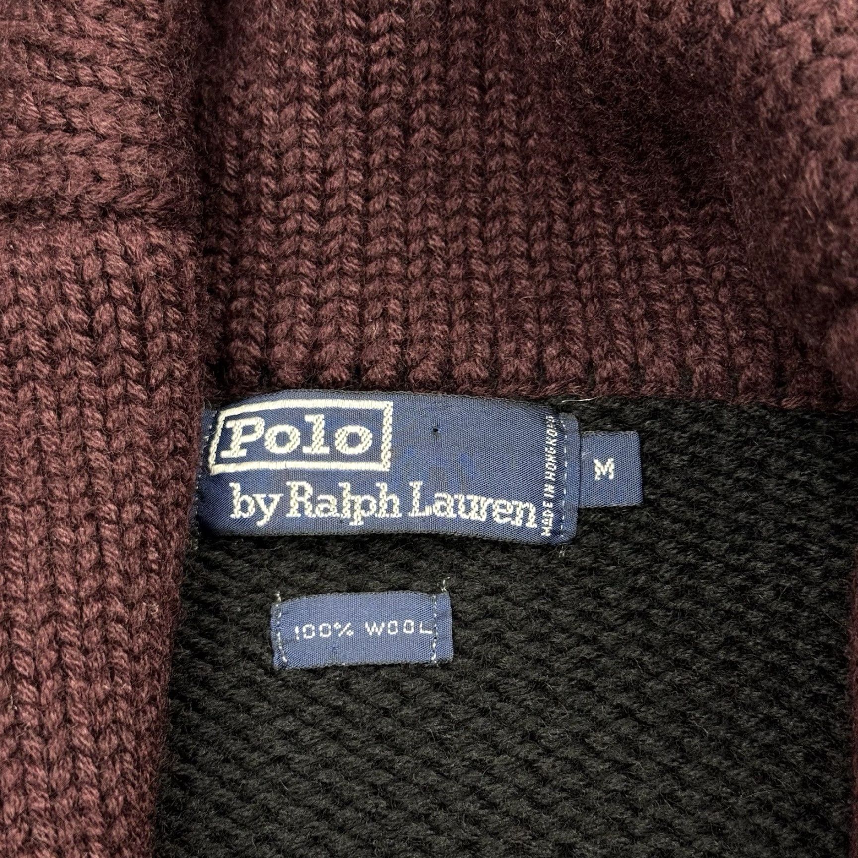 Polo Ralph Lauren Vintage Polo Ralph Lauren Wool Knit Cardigan Men M Fall Black Maroon 90s Shawl Collar Pockets Size US M / EU 48-50 / 2 - 4 Thumbnail