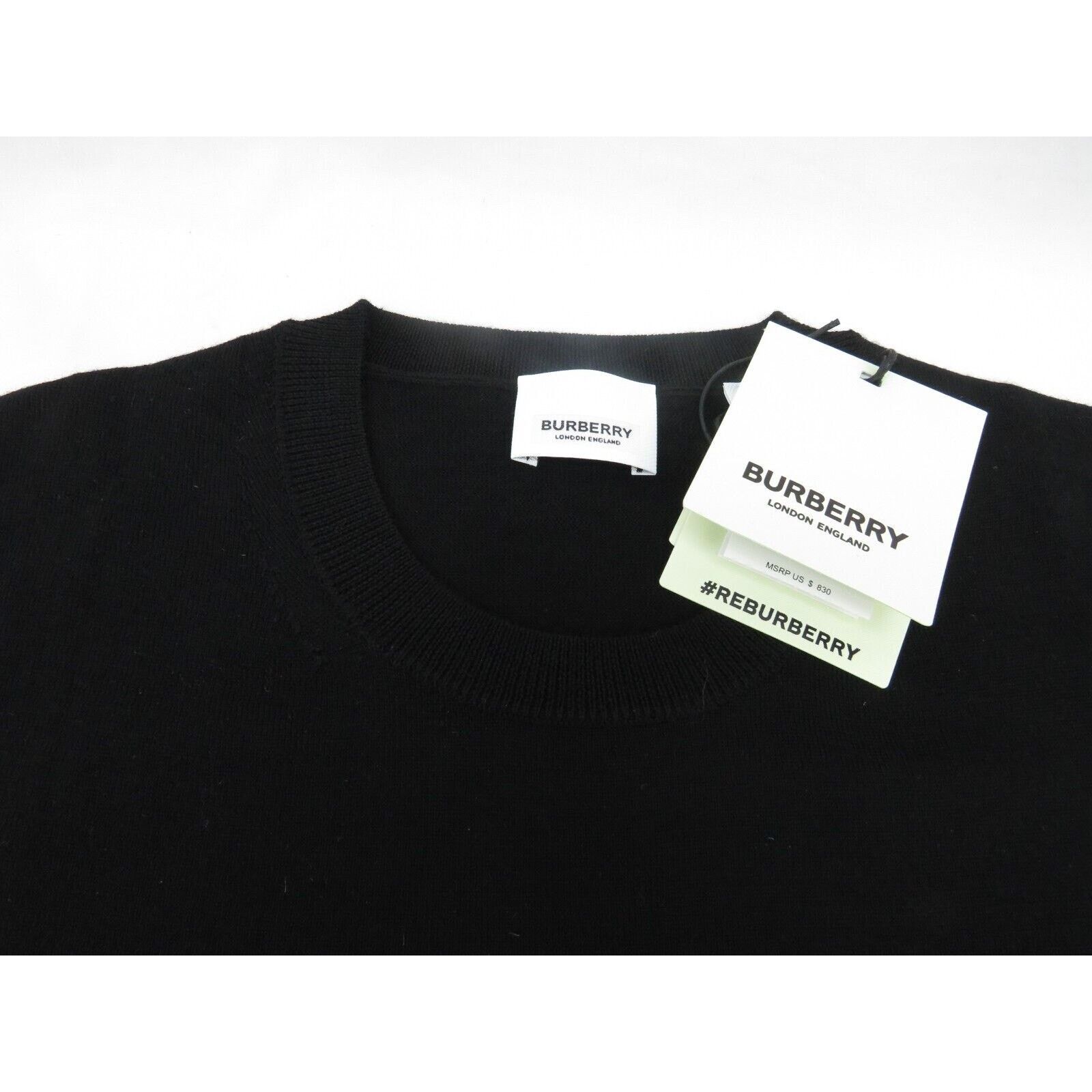 Burberry BEMPTON BLACK WOOL ELBOW CHECK PATCHES PULLOVER SWEATER S Size S / US 4 / IT 40 - 7 Thumbnail