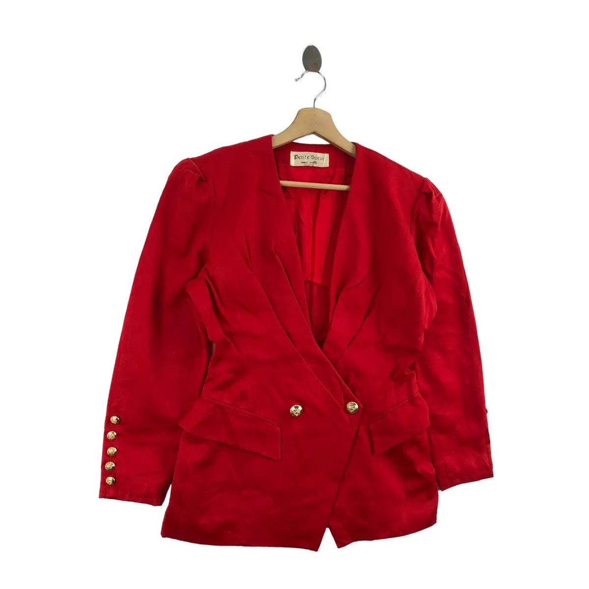 Vintage Vtg 90’ ANNIE NOELLE Petite Soeur Gold Button Coat Tweed Size S / US 4 / IT 40 - 3 Thumbnail