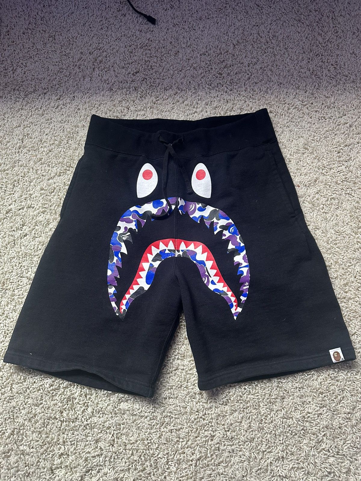 image of Bape Hong Kong Shark Sweat Shorts in Black, Men's (Size 36)