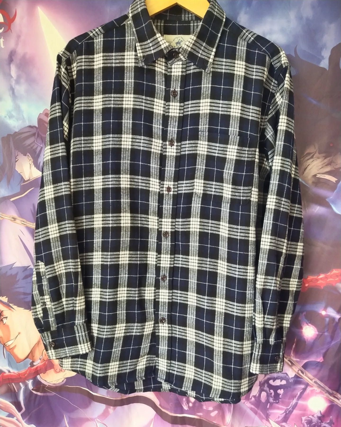 Beverly Hills Polo Club Beverly Hills Polo Club Navy White Plaid Flanel Shirt Size US L / EU 52-54 / 3 - 1 Thumbnail