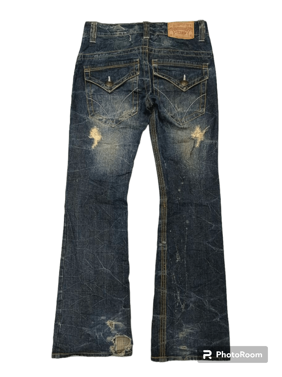 Japanese Brand FLARE🔥SICK RIPED ORIGINAL JEANS DENIM PANTS Size US 30 / EU 46 - 2 Thumbnail