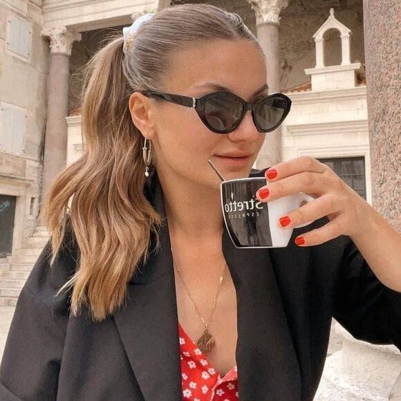 Saint Laurent Paris Saint Laurent SLM60 006 Sunglasses Black Cat Eye Frame, Grey Size ONE SIZE - 2 Thumbnail