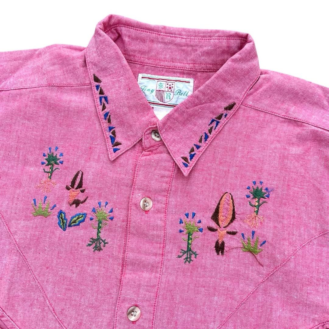 Other Tiny Bell Salmon Chambray Embroidered Western Shirt Size US L / EU 52-54 / 3 - 3 Thumbnail