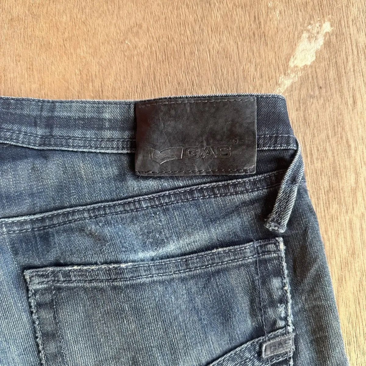 GAS GAS JEANS VINTAGE LABEL COW LEATHER DISTRESSED DENIM PANTS Size US 30 / EU 46 - 11 Thumbnail