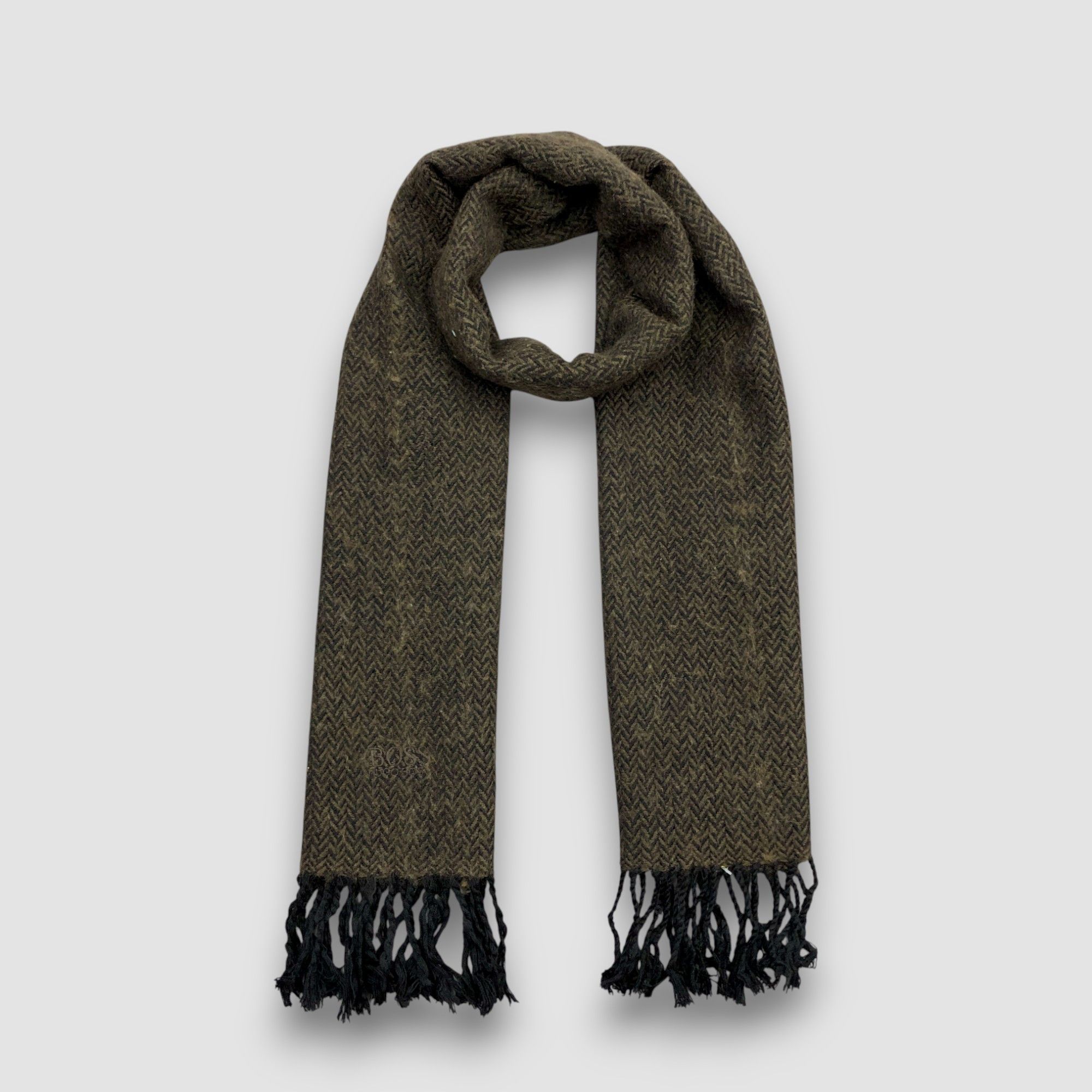 Hugo Boss Vintage Hugo Boss Scarf Muffler Wool Tweed Winter Scarves Size ONE SIZE - 1 Thumbnail