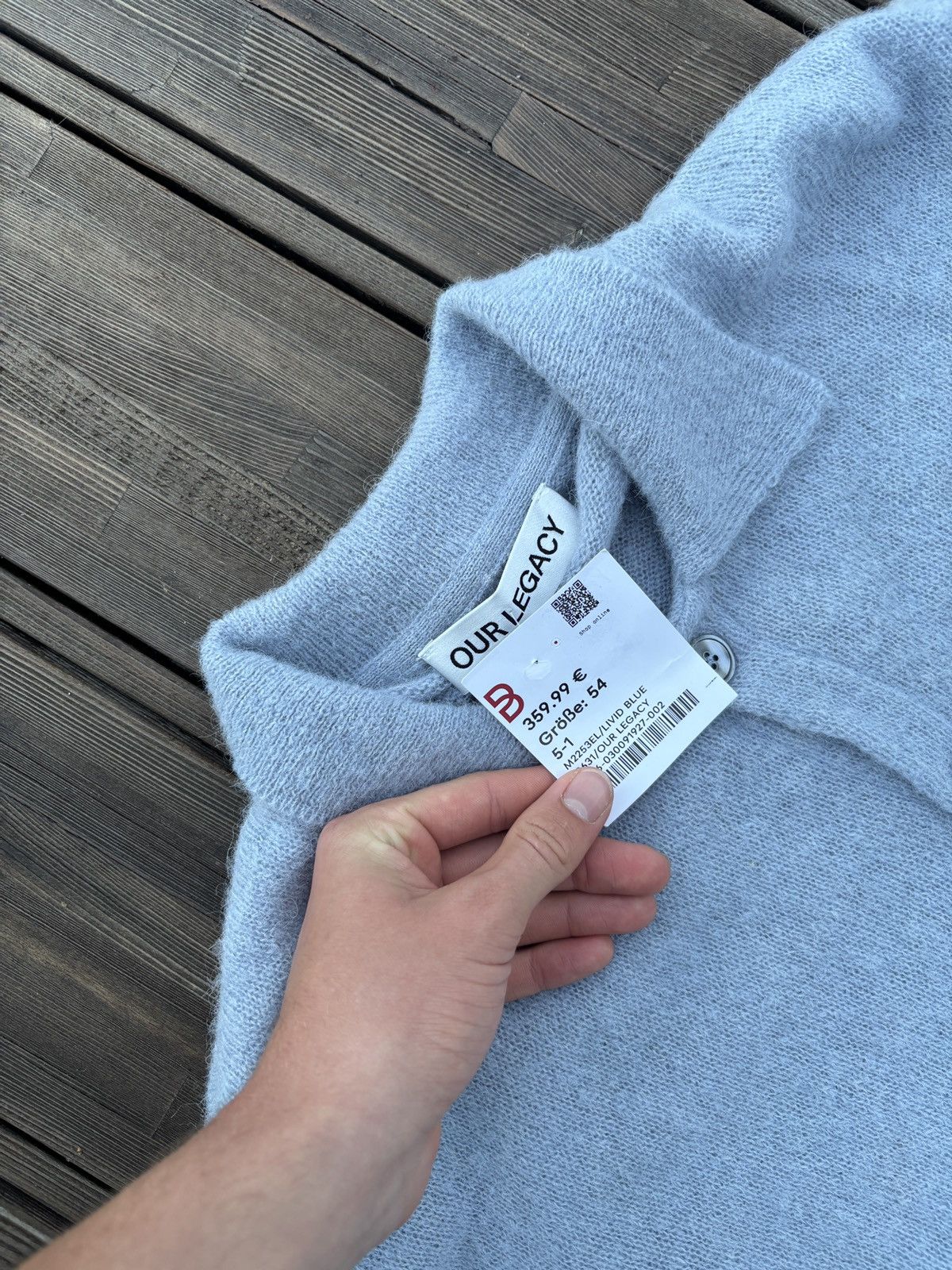 Our Legacy Our Legacy Evening Polo Livid Blue Fuzzy Alpaca Size US L / EU 52-54 / 3 - 2 Thumbnail