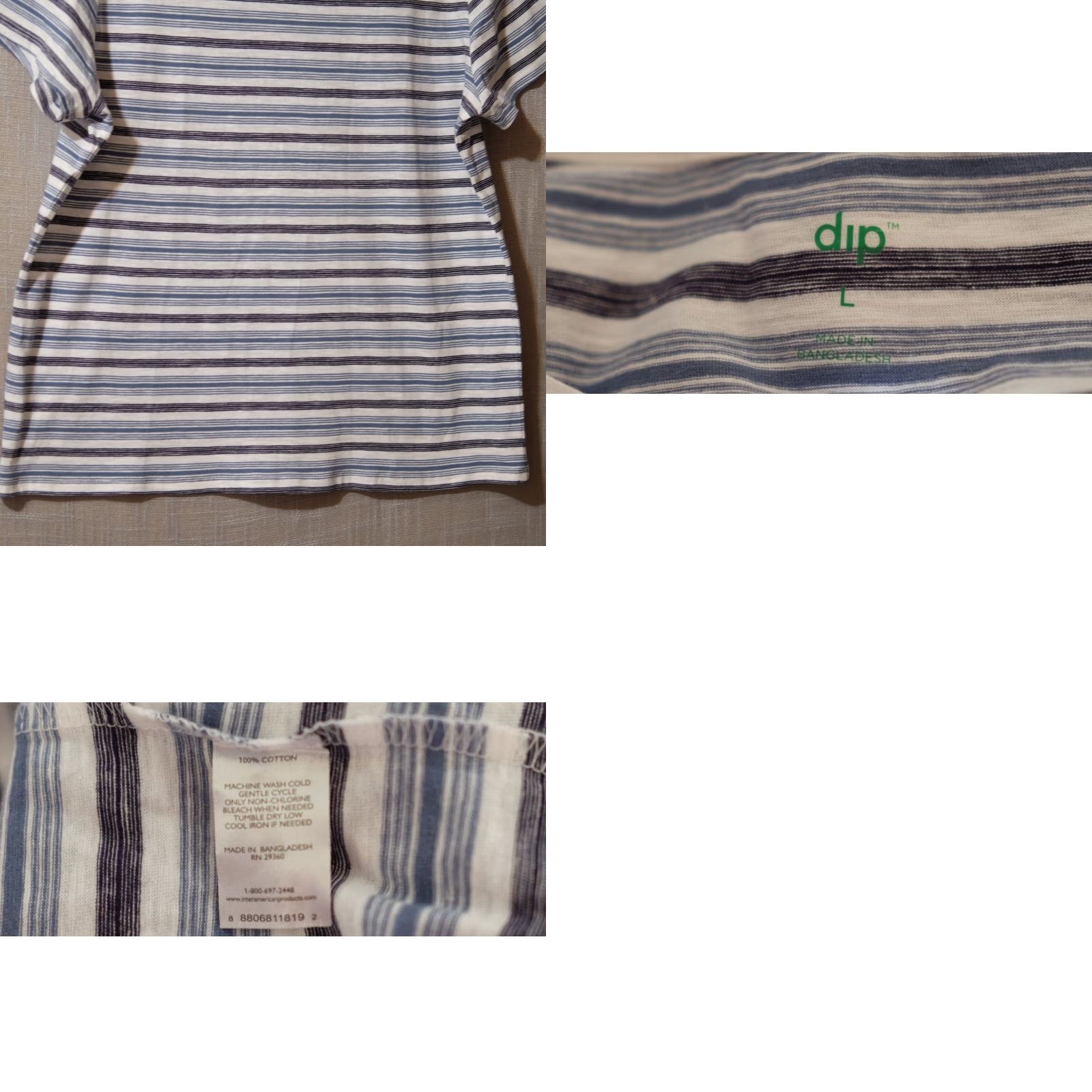Vintage dip Short Sleeve T-Shirt Womens L Blue/Black/White 100% Cotton Nwot! H56-23 Crew Neck Lightweight Casual Size L / US 10 / IT 46 - 8 Thumbnail