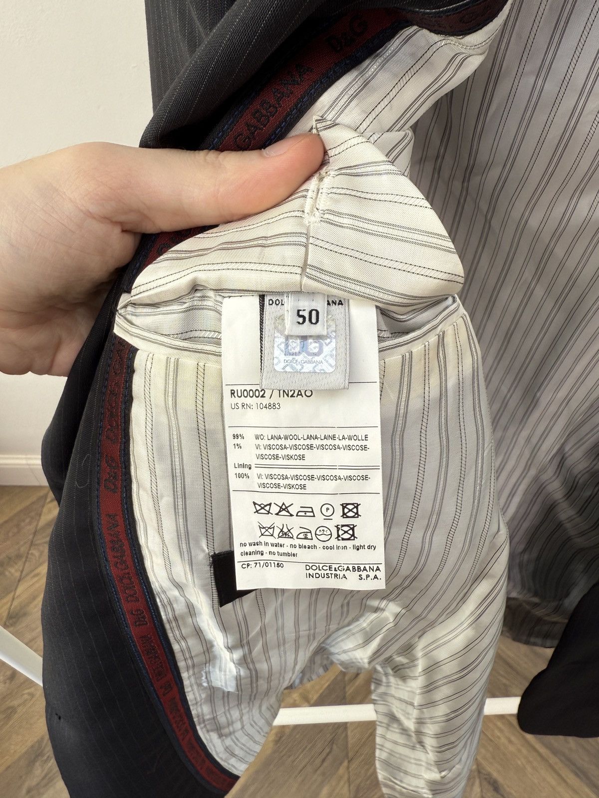 Dolce & Gabbana Vintage Dolce & Gabbana Black Pinstripe Suit Size 50R - 13 Thumbnail