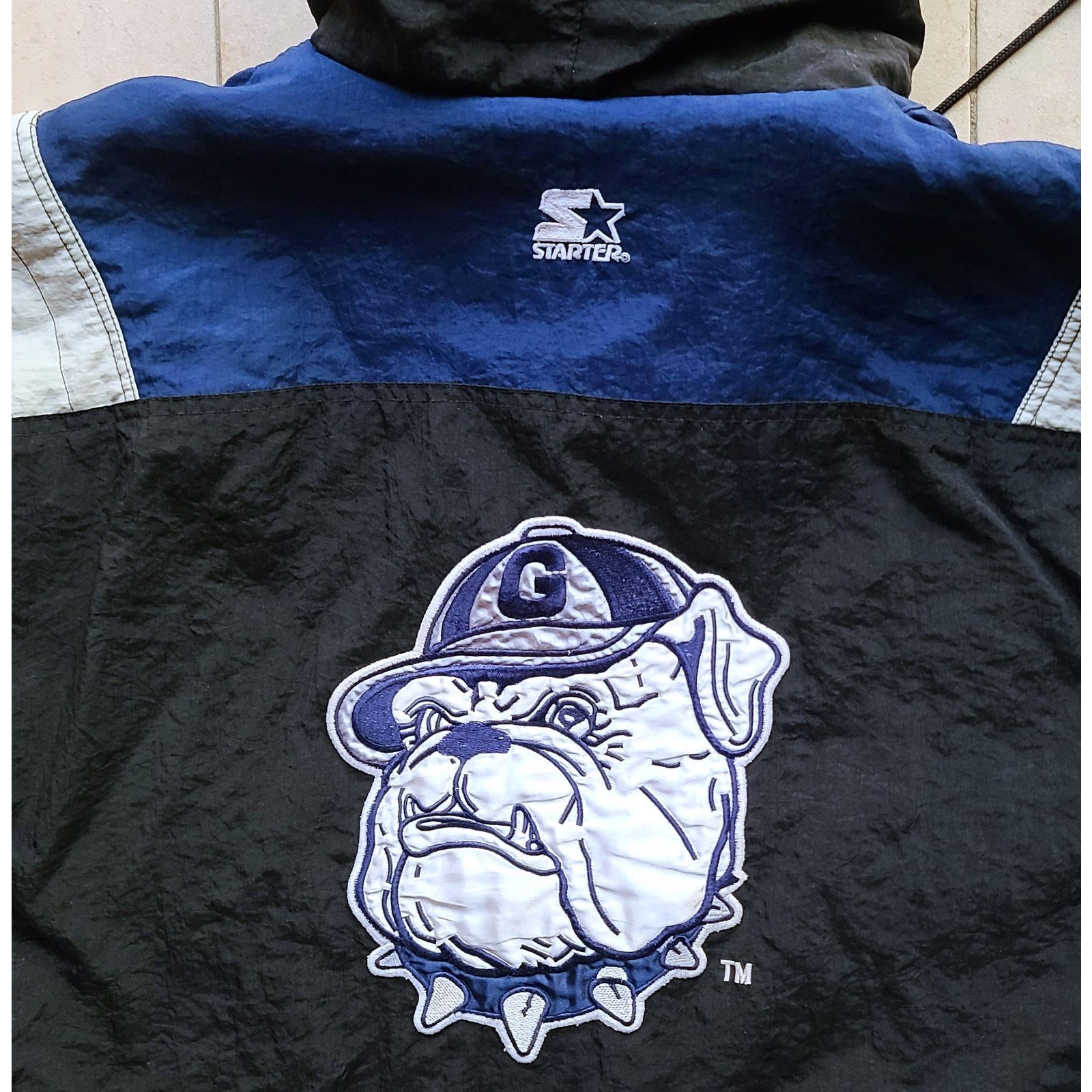 NCAA × Starter Georgetown Hoyas 90s STARTER puffer 1/2 pullover M navy vtg Size US M / EU 48-50 / 2 - 4 Thumbnail