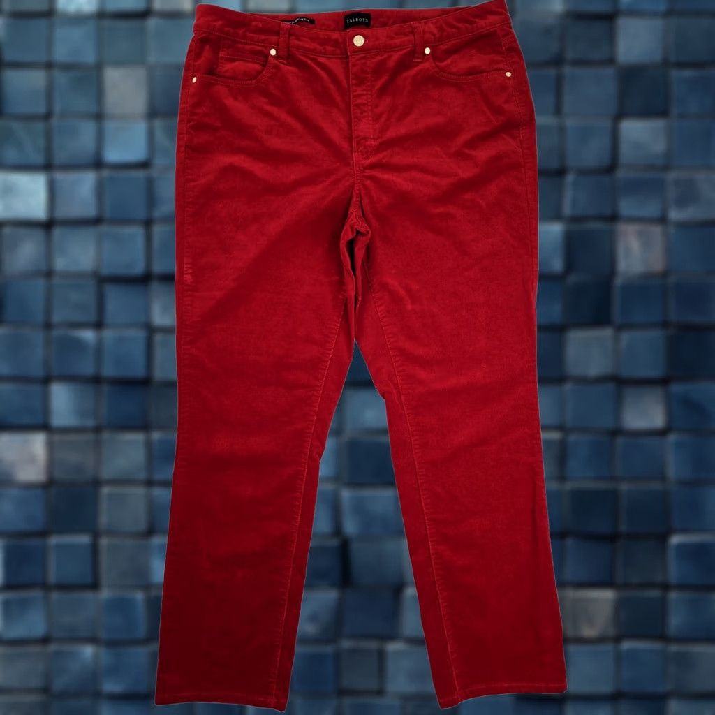 Talbots Talbots Red Corduroy High Rise Straight Leg Pants Women 16 EUC Cotton Size 38" / US 16 / IT 52 - 1 Thumbnail