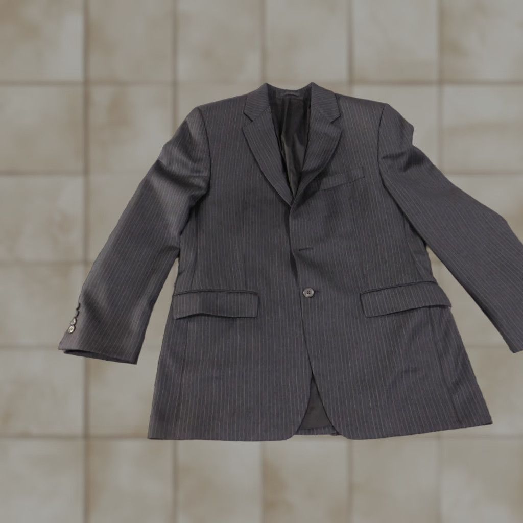 Ralph Lauren VINTAGE Lauren Ralph Lauren Blazer Mens 40R Charcoal Pinstripe Wool Notch Lapel Lined Size 40R - 1 Thumbnail