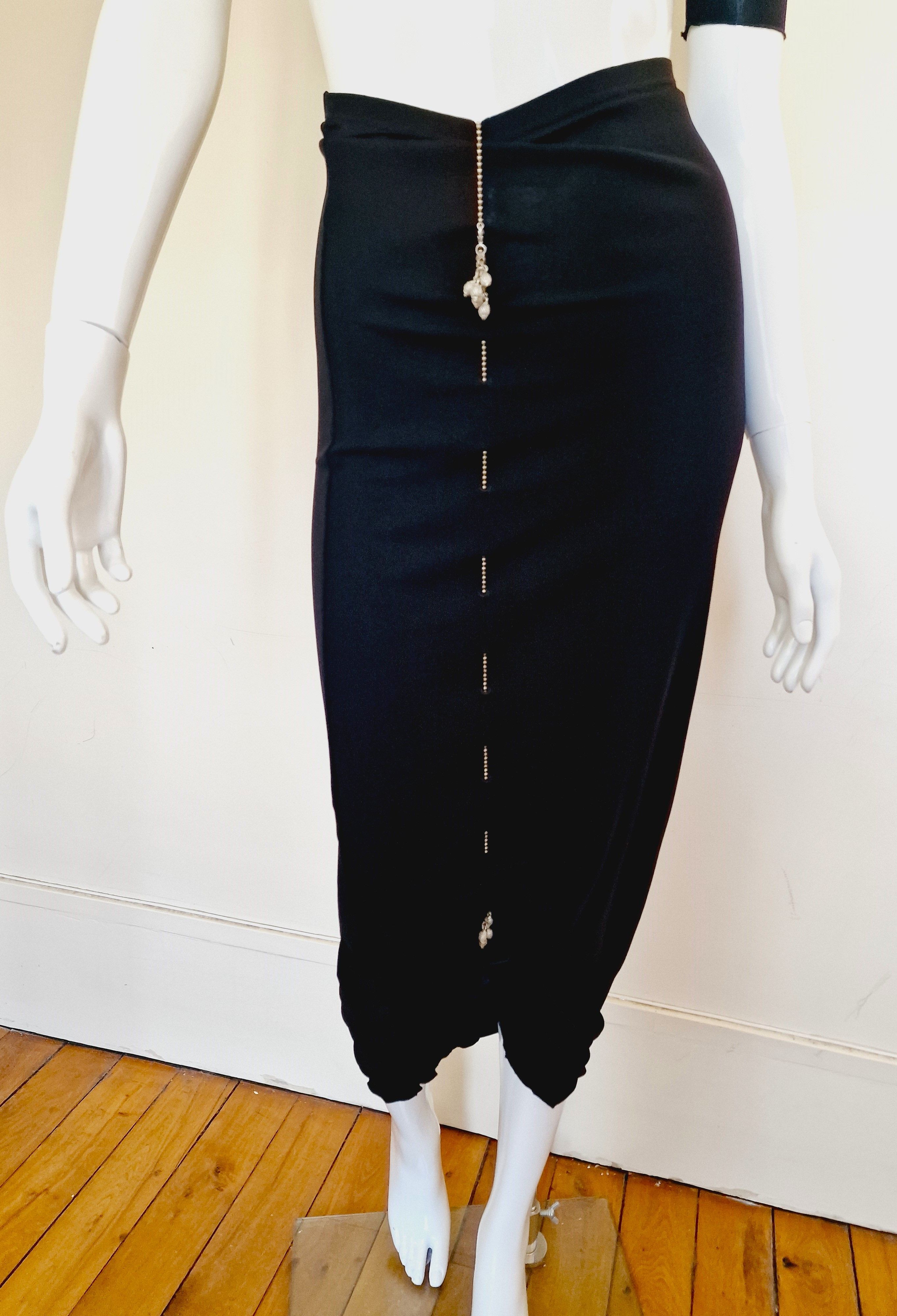 Jean Paul Gaultier Jean Paul Gaultier Silver Chain Lace Up Black Large Dress Size L / US 10 / IT 46 - 9 Thumbnail