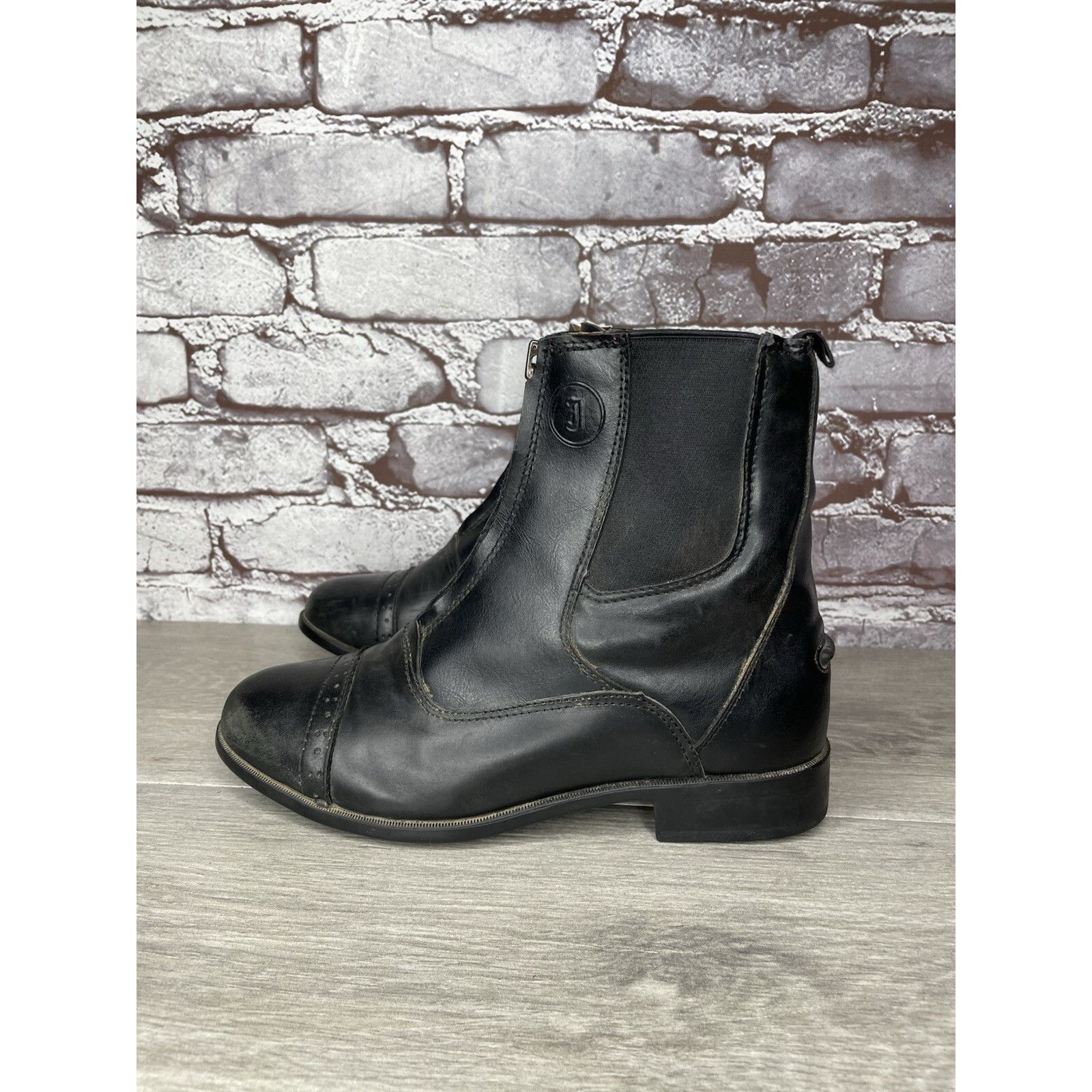 Justin Justin Black Leather Front Zip Jodhpur Cap Toe Boots Women S Size US 7 / IT 37 - 24 Thumbnail