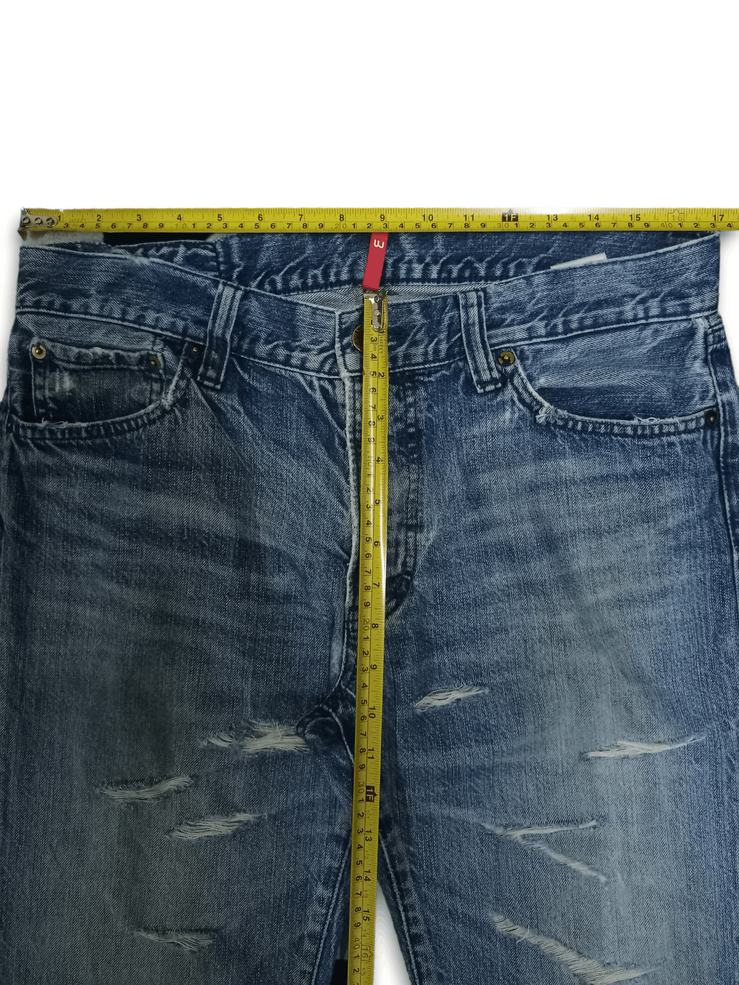Japanese Brand × Uniqlo S002 Vintage Uniqlo UJ Washed Blue Distressed Baggy Jeans Size US 34 / EU 50 - 10 Thumbnail