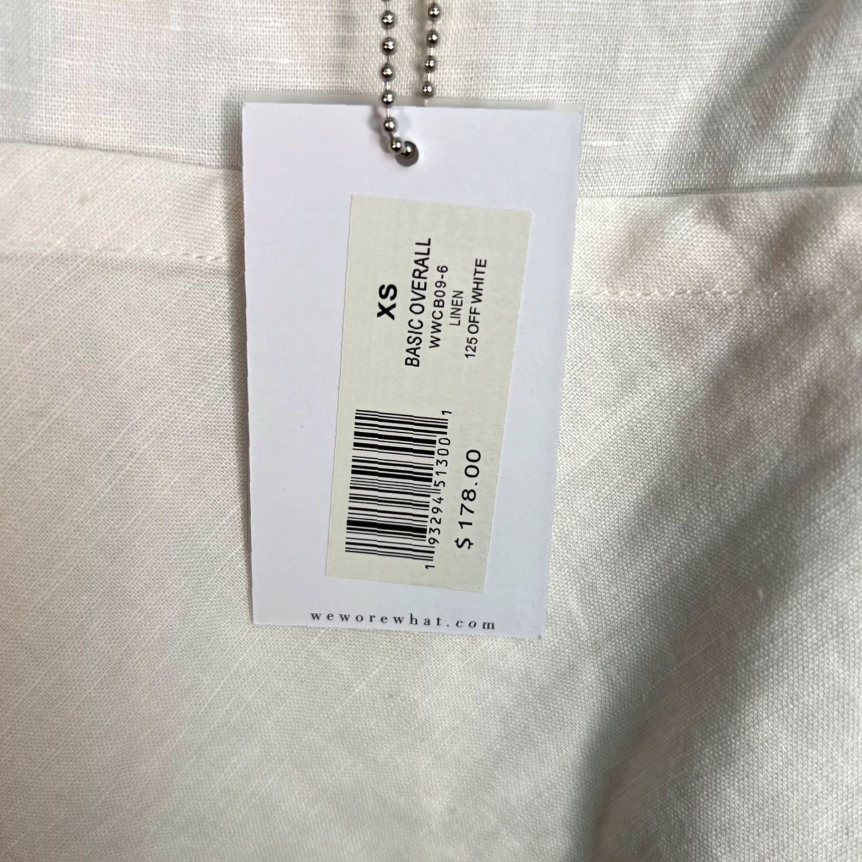 Vintage WeWoreWhat Basic Overalls Womens XS Ivory Linen-Cotton Blend One-Piece Sleeveless Jumpsuit Vintage NEW? Size 26" / US 2 / IT 38 - 4 Thumbnail