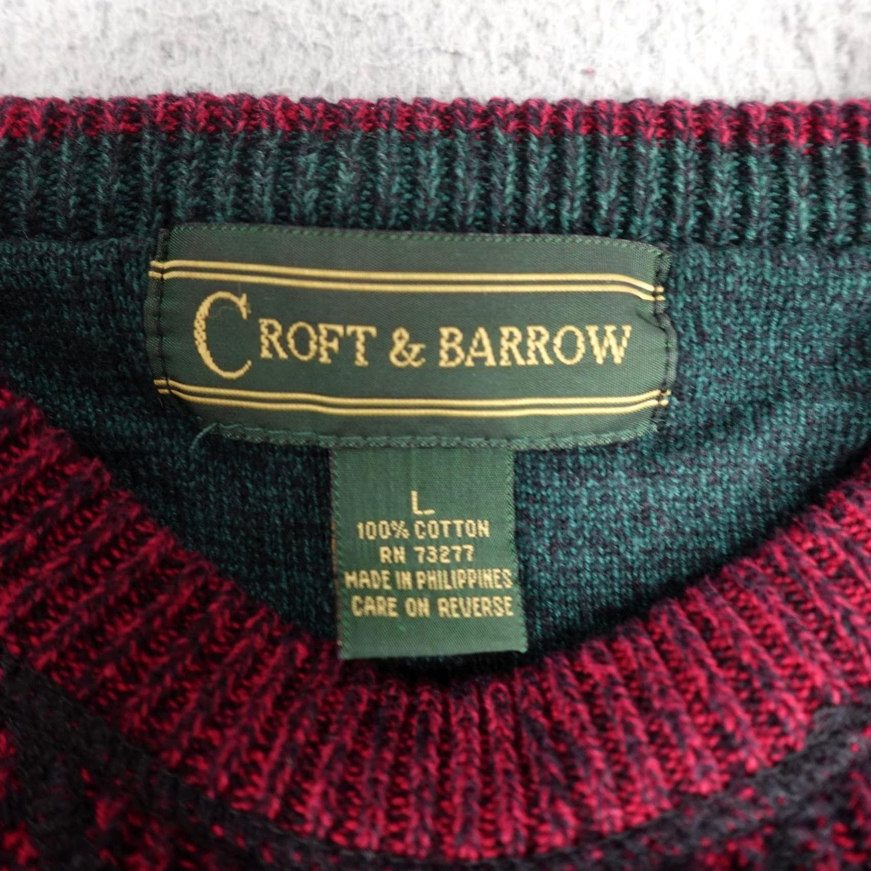 Croft & Barrow VINTAGE Croft & Barrow Sweater Mens Large Red Black Knit Crewneck Pullover 90s Size US L / EU 52-54 / 3 - 2 Thumbnail