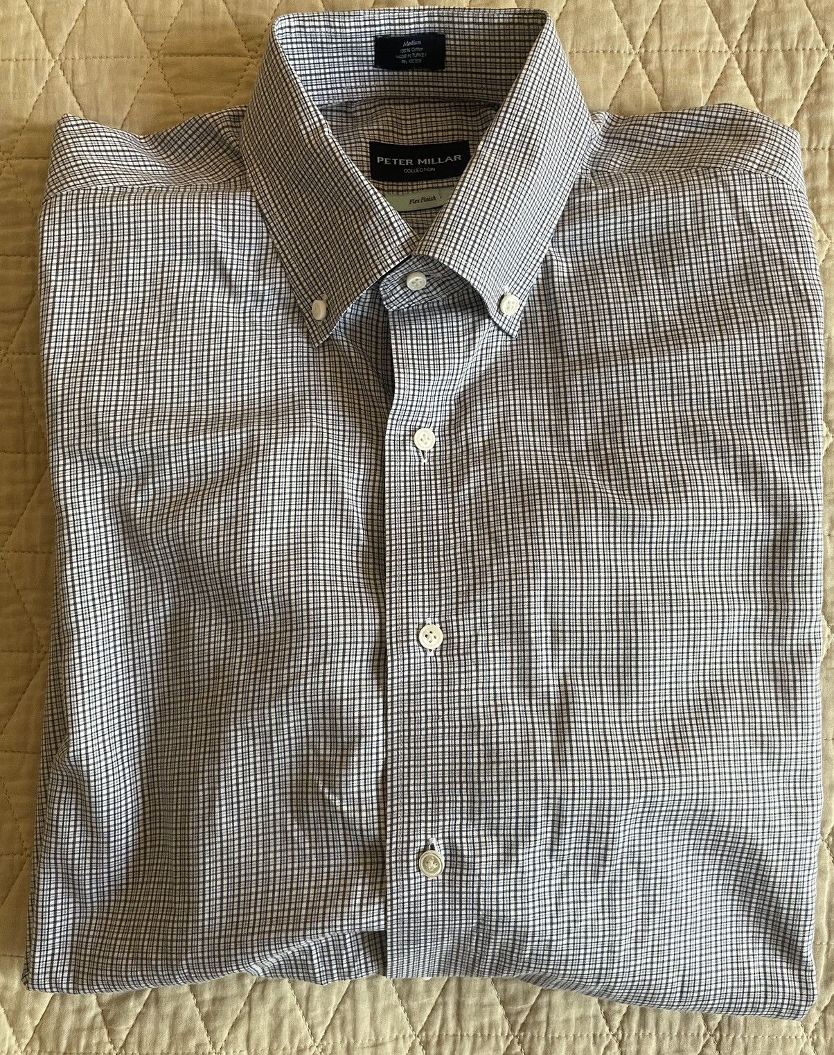 Peter Millar Collection Flex Finish Mini Check Shirt Size US M / EU 48-50 / 2 - 1 Thumbnail