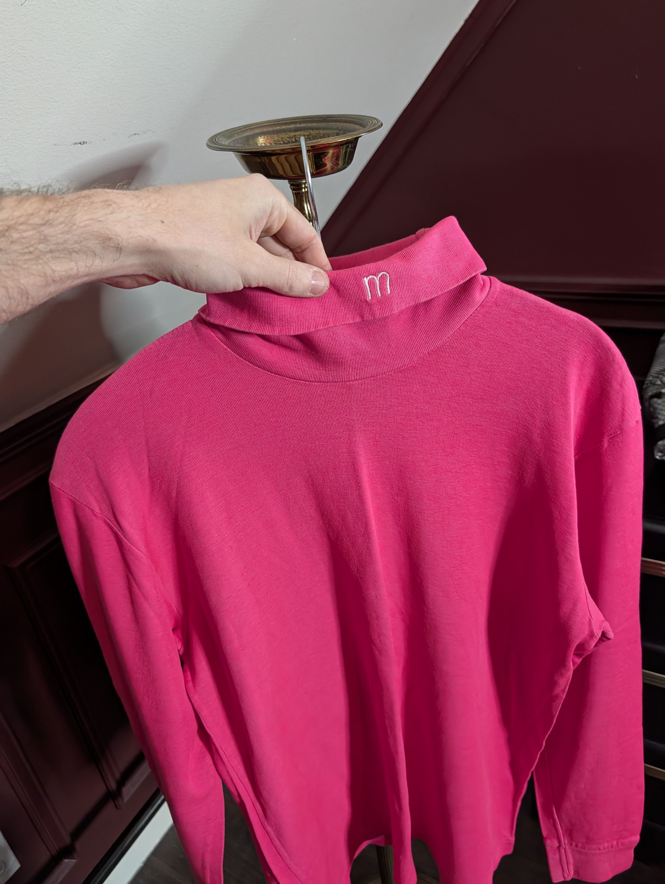 Vintage MASER Pink roll neck ribbed logo sweater 80s ski brand Size M / US 6-8 / IT 42-44 - 2 Thumbnail