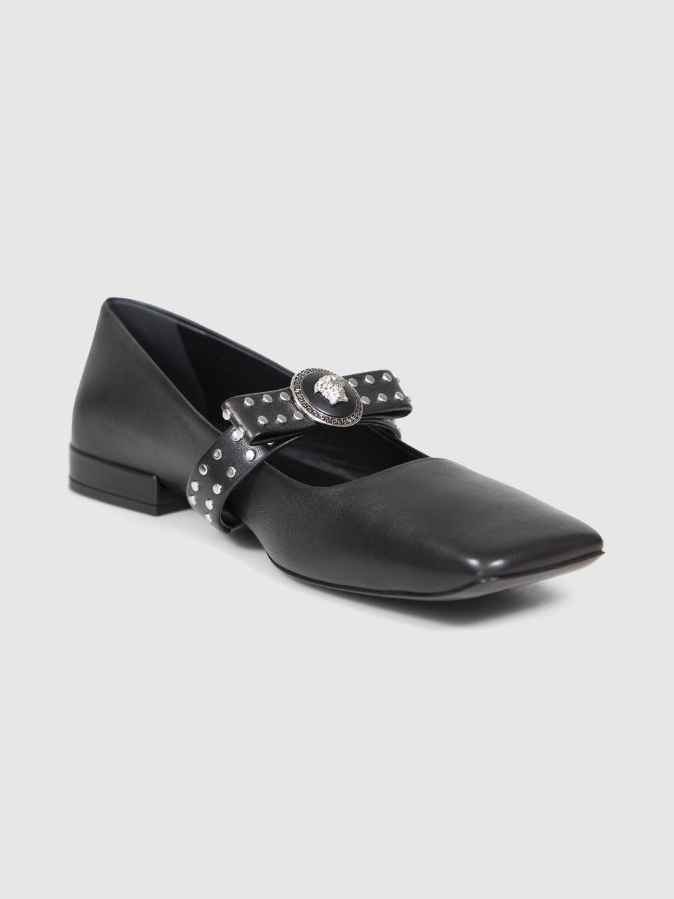 Versace Black Leather Studded Bow Ballet Flats Size US 9.5 / IT 39.5 - 1 Thumbnail