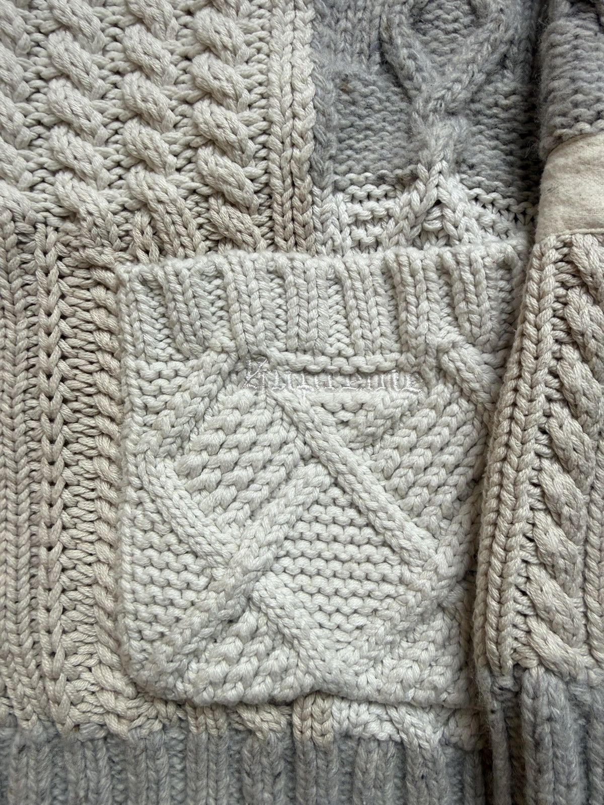Supreme Supreme FW23 Patchwork Cable Knit Cardigan - Ivory Size US XL / EU 56 / 4 - 2 Thumbnail
