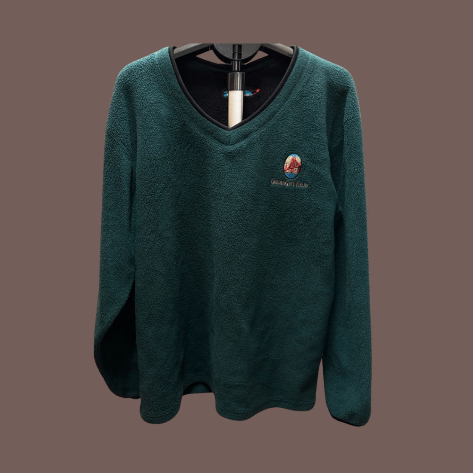 Vintage VTG Fleece Pullover Tri-Mountain Green Logo Horse Racing 90s Size US L / EU 52-54 / 3 - 1 Thumbnail