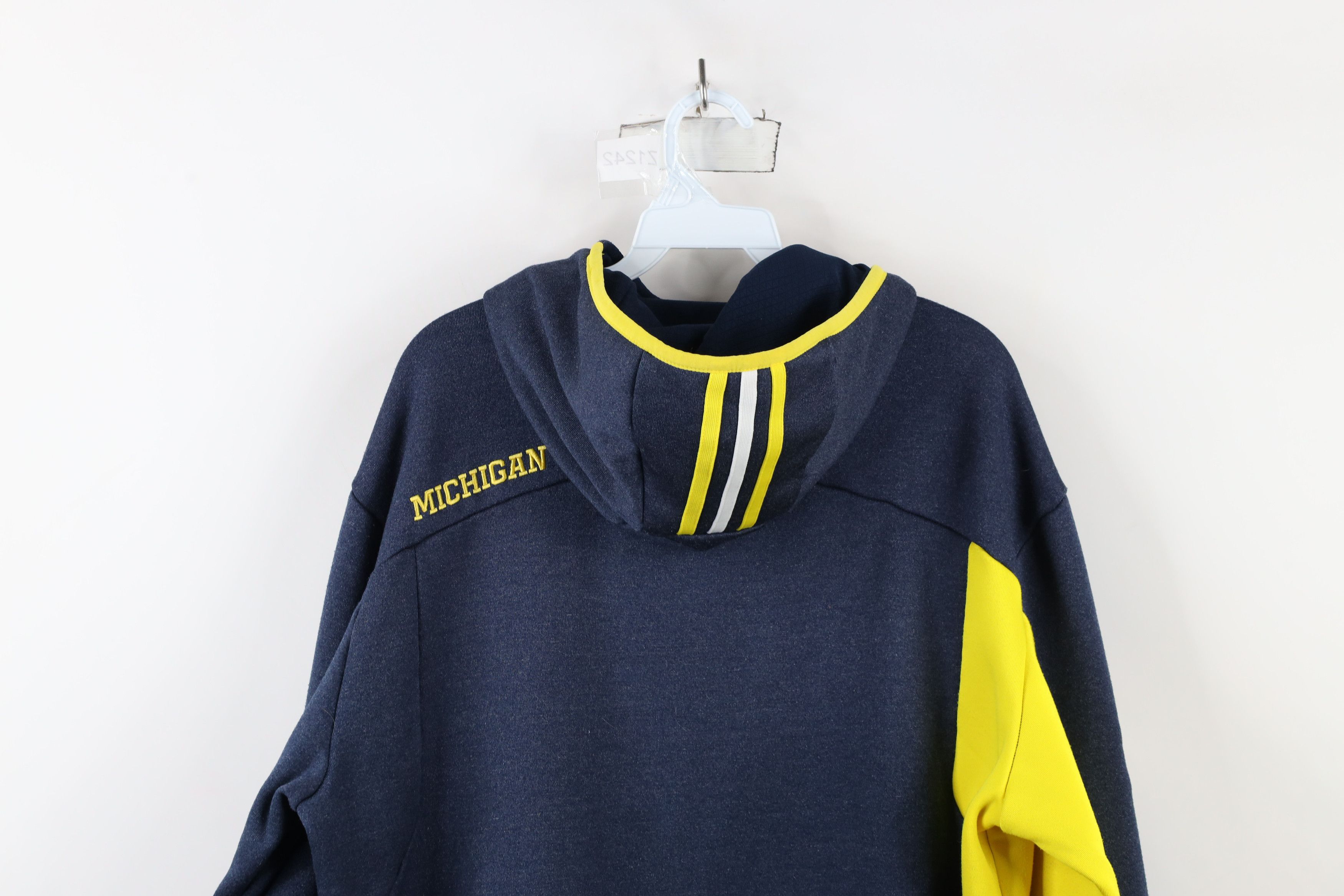 Adidas × Vintage Adidas University of Michigan Football Half Zip Hoodie Blue Size US L / EU 52-54 / 3 - 15 Thumbnail
