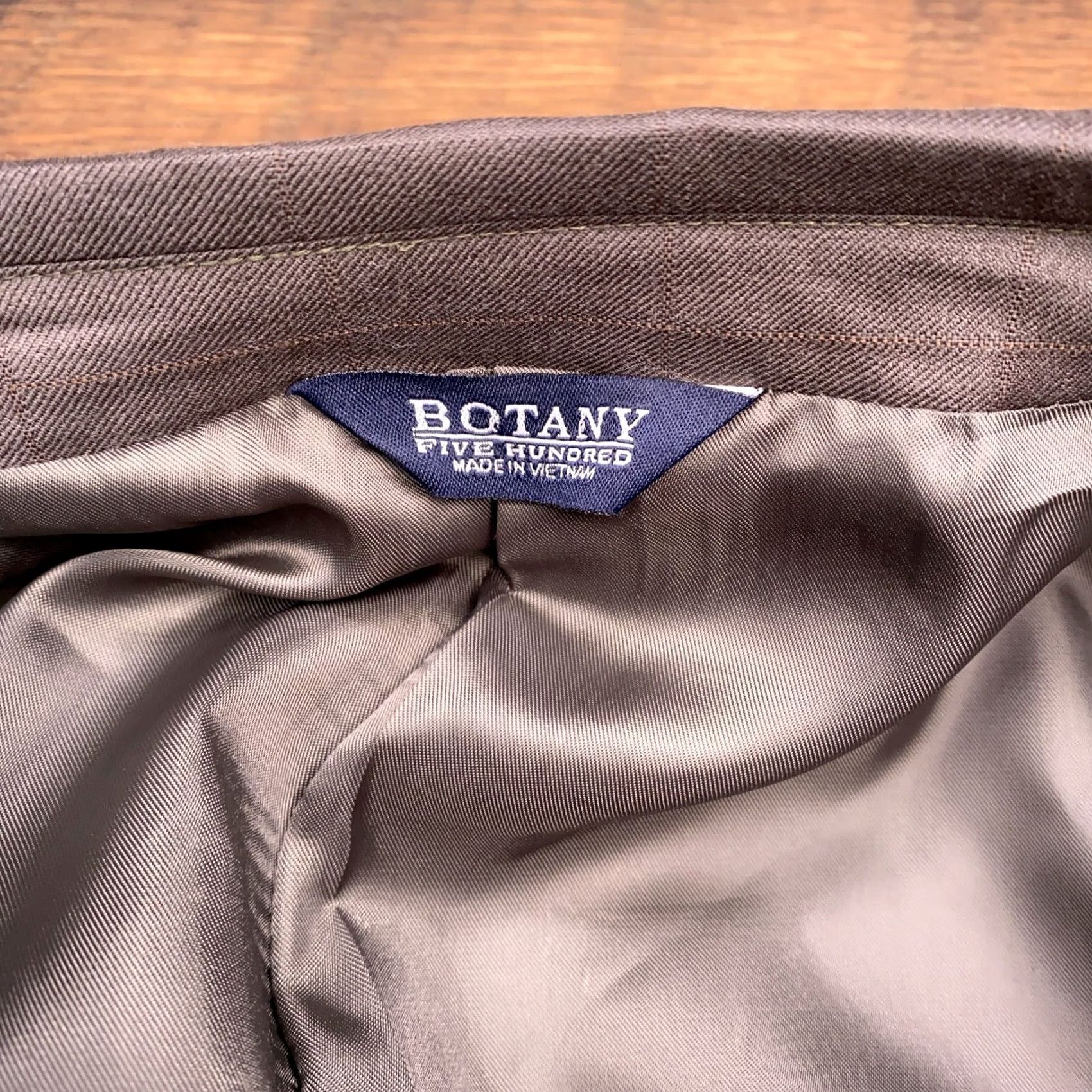 Vintage Botany 500 Suit Jacket Mens 50R Wool Blazer Notch Lapel Four-Button Single-Breasted 52 Chest Brown Size 50R - 3 Thumbnail