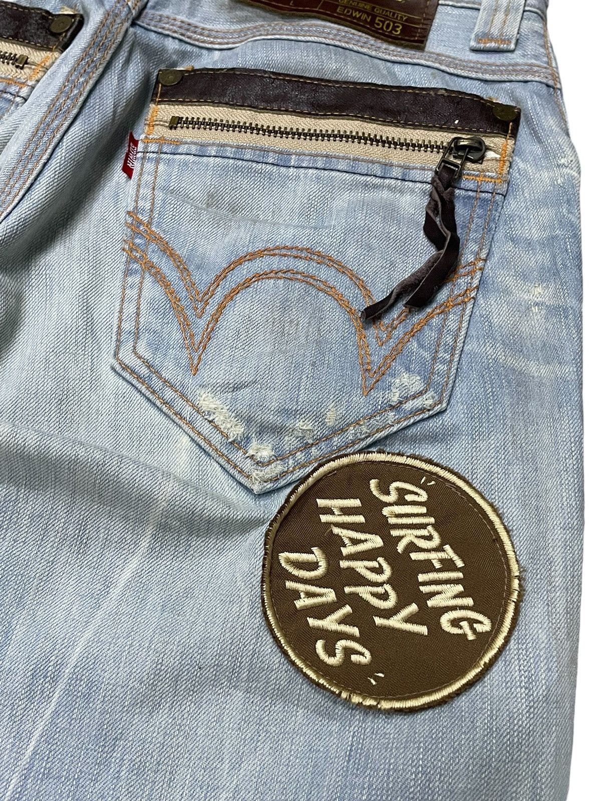 Edwin × Hysteric Glamour × Le Grande Bleu (L.G.B.) Edwin 503 Blue Trip Surf Edition Patched Flared Jeans Size US 30 / EU 46 - 18 Thumbnail