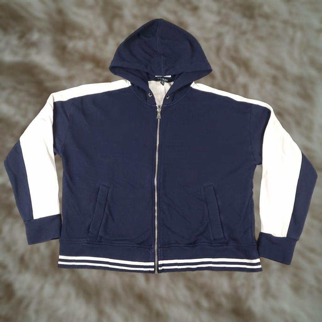 Ralph Lauren Ralph Lauren Blue Full Zip Up Hoodie Sweater Women's Large Size L / US 10 / IT 46 - 1 Thumbnail