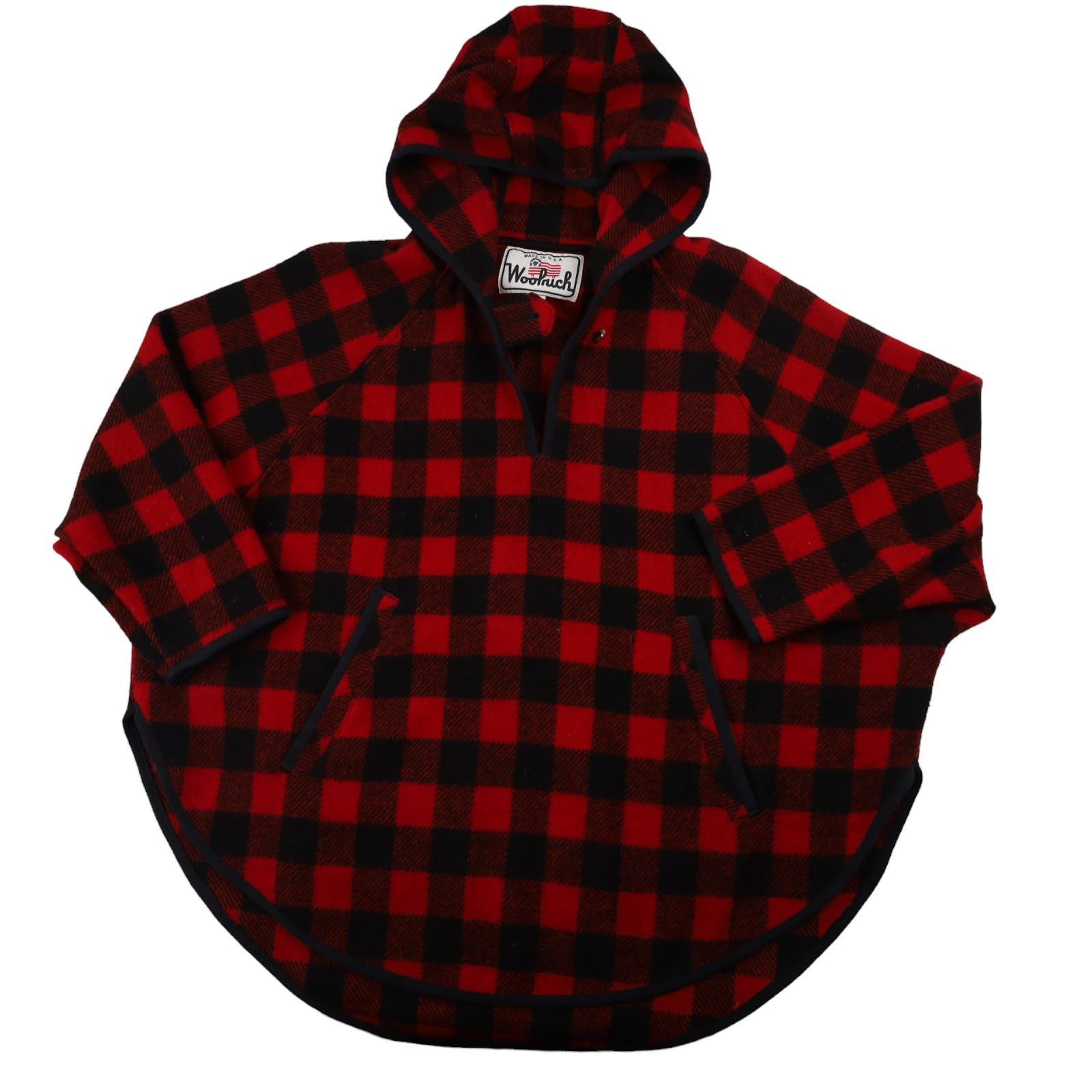 image of Vintage Woolrich 100% Wool Hooded Poncho in Red, Women's (Size Small)