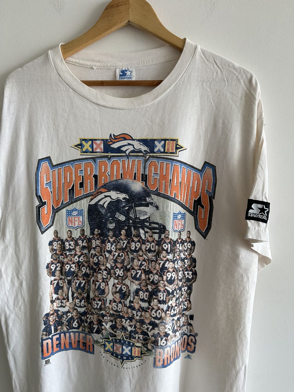 image of Vintage Nfl Denver Broncos Super Bowl Champs 90’S Starter in White, Men's (Size XL)