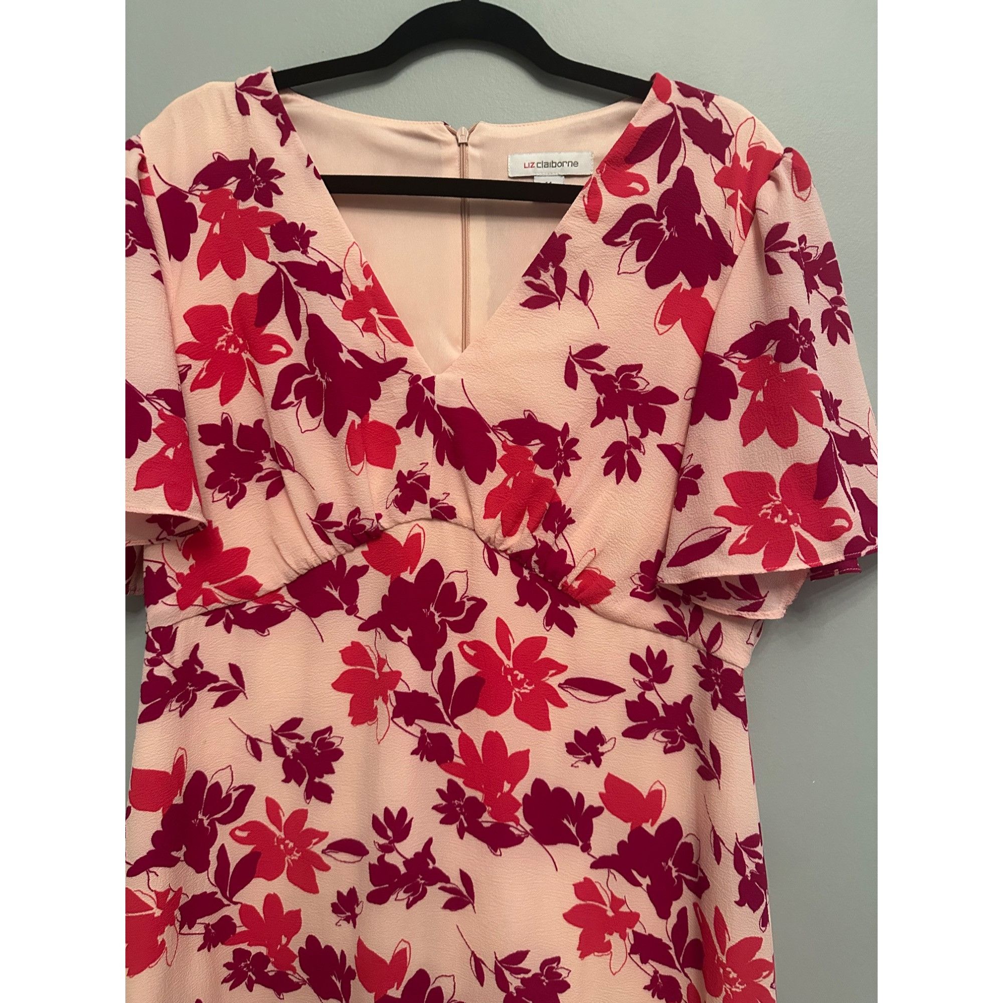 Liz Claiborne Liz Clairbone Floral Midi Trumpet Dress Pink Size 14 Size XL / US 12-14 / IT 48-50 - 1 Thumbnail
