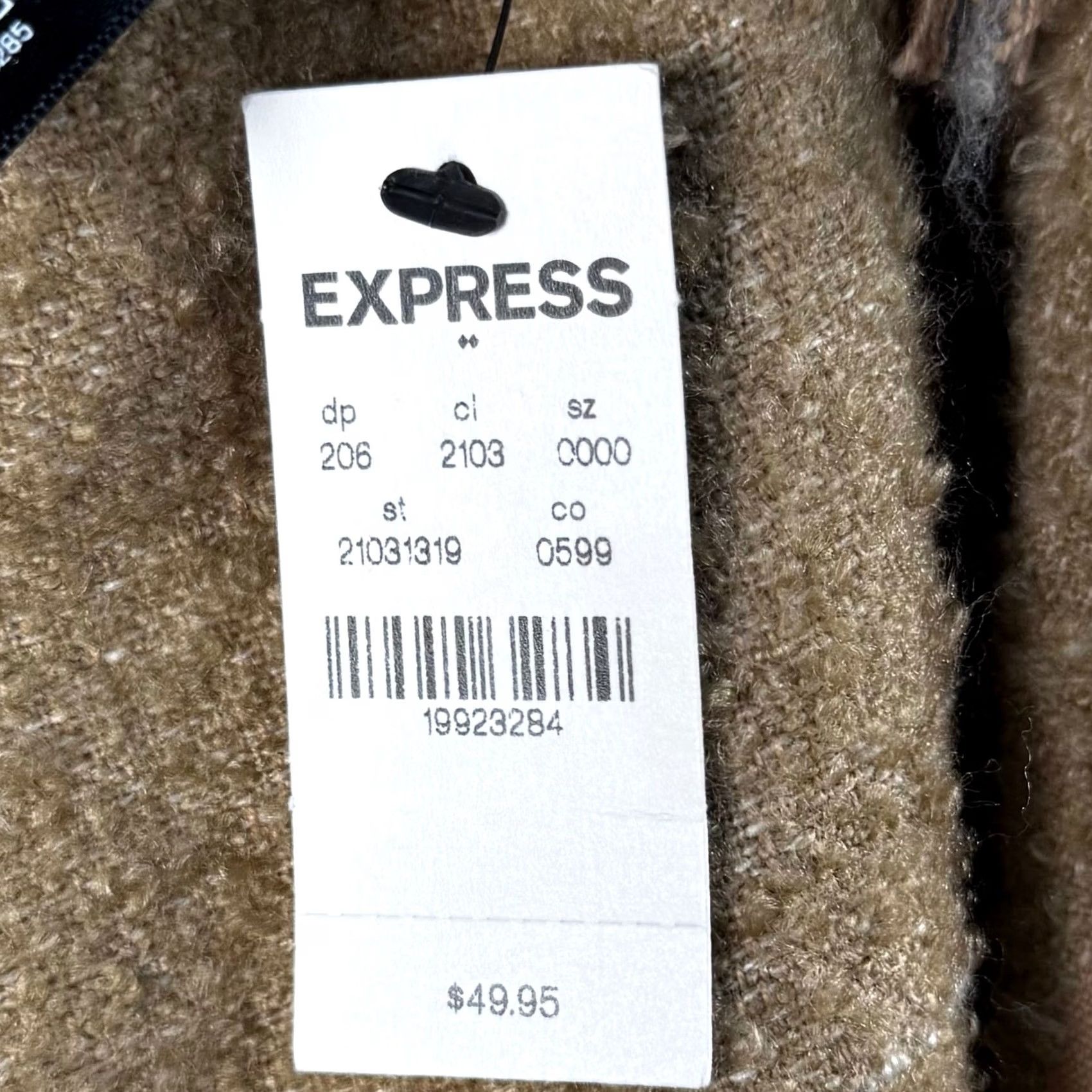 Express Express Wrap Vest Womens One Size Tan Windowpane Fringe Sleeveless Bohemian NWT Size ONE SIZE - 6 Thumbnail