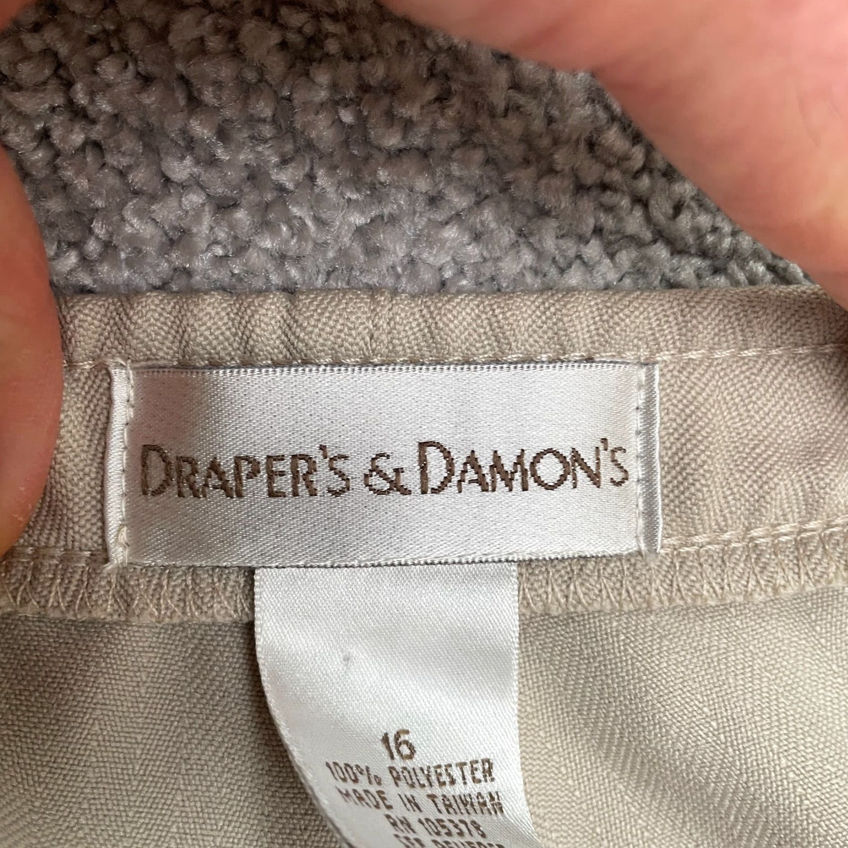 Vintage Draper's & Damon's Vintage 90s Y2K Dress Pants Womens 16 Beige Pull On Elastic Waist High Rise Flat Front Regular Size 38" / US 16 / IT 52 - 5 Thumbnail