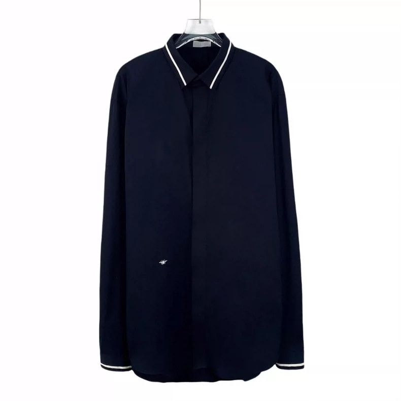 Dior Black Cotton Long Sleeve Polo Shirt with Embroidery- DMC Size US L / EU 52-54 / 3 - 1 Thumbnail