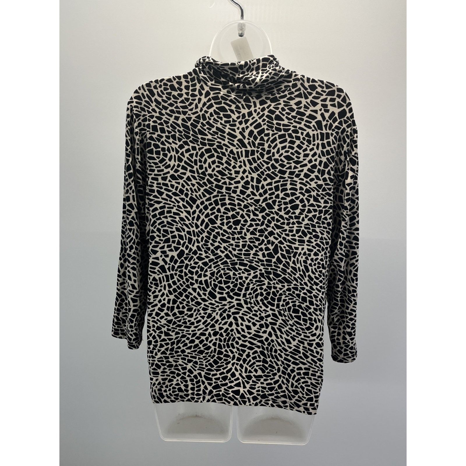 Chicos Chico's Black & Beige Animal Print Stretch Blouse, Sz 2 Size XS / US 0-2 / IT 36-38 - 4 Thumbnail