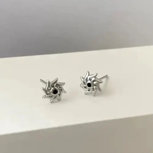 Jewelry 925 Silver Plated Sun Stud Earrings for Men Women Size ONE SIZE - 4 Thumbnail