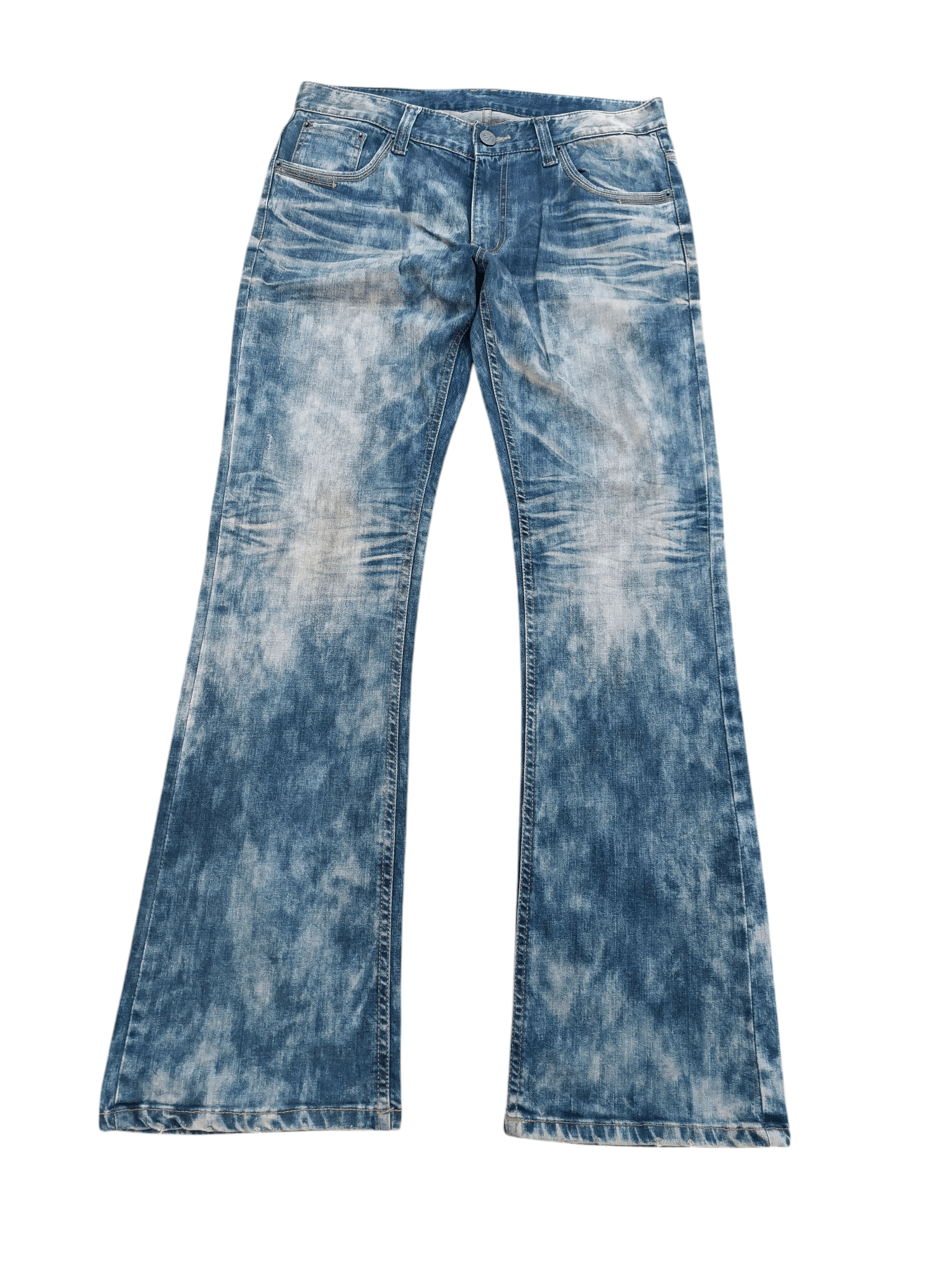Other RARE 💥 FLARED JAPANESE BRAND TIE-DYE WHISKERS FADED DENIM Size US 33 - 4 Thumbnail