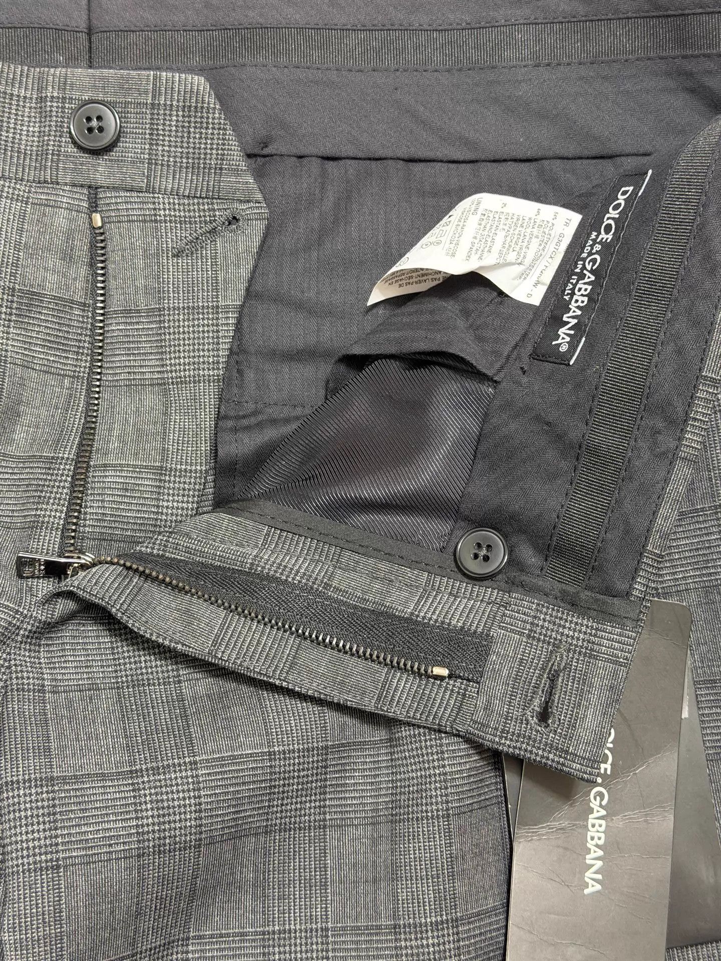 Dolce & Gabbana DG Slim Fit Trousers Dark Gray POW Check IT50 Size US 34 / EU 50 - 4 Thumbnail