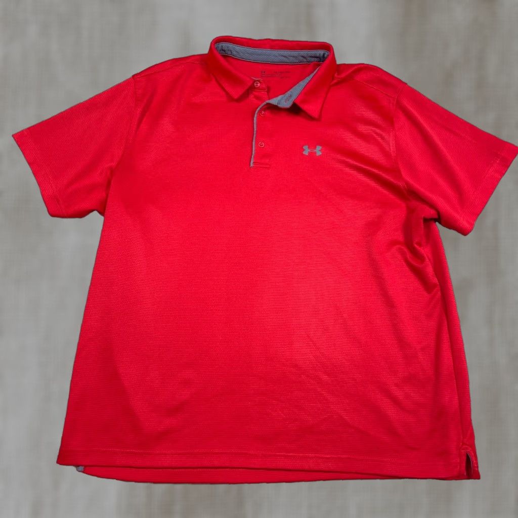 Under Armour Under Armour Polo Shirt Men 2XL Red Gray Heat Gear Performance Shirt Polo Used Mens Short Sleeve Solid Logo Size US XXL / EU 58 / 5 - 1 Thumbnail